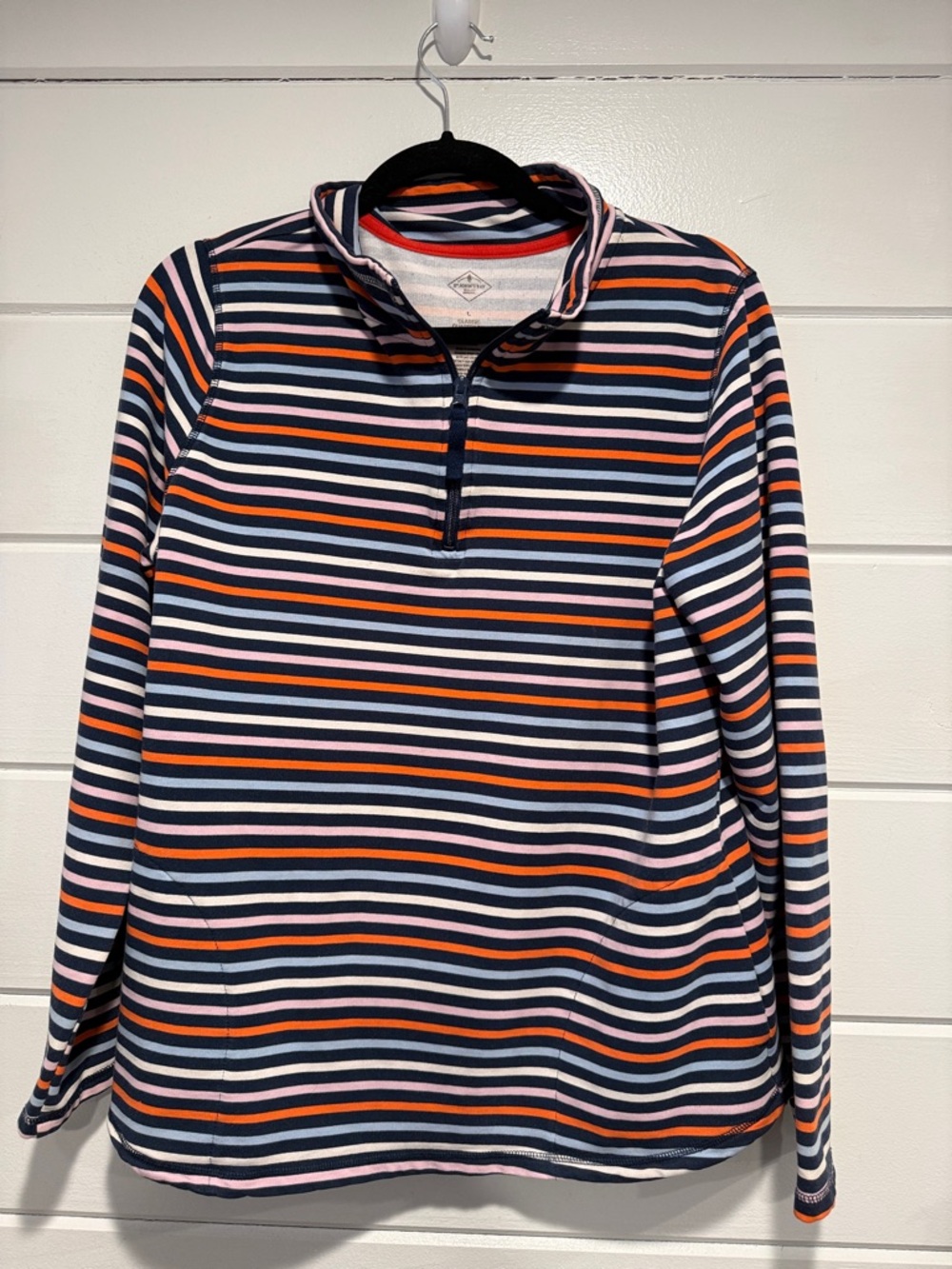 St. John's Bay Striped Quarter-Zip Pullover multi-color.  Size -Large
